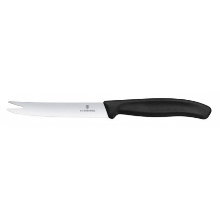 Victorinox Swiss Classic Nóż do sera i kiełbasy, ostrze ząbkowane, 110mm, czarny