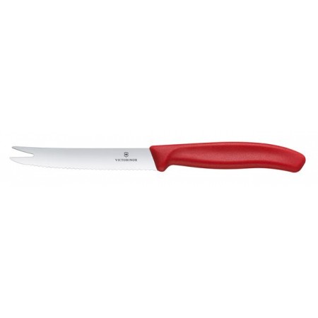 Victorinox Swiss Classic Nóż do sera i kiełbasy, ostrze ząbkowane, 110mm, czerwony